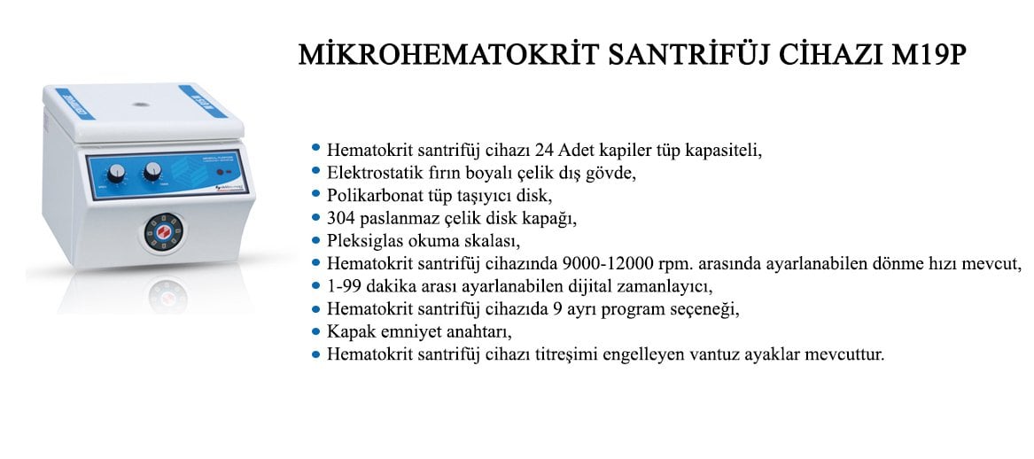 MİKROHEMATOKRİT SANTRİFÜJ CİHAZI M19P